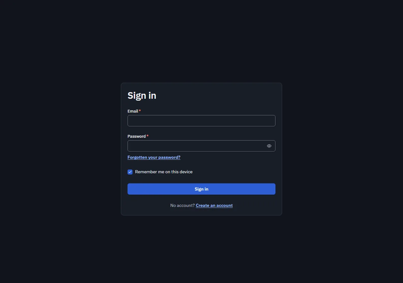 Screenshot of the "Sign in" block in the dark theme