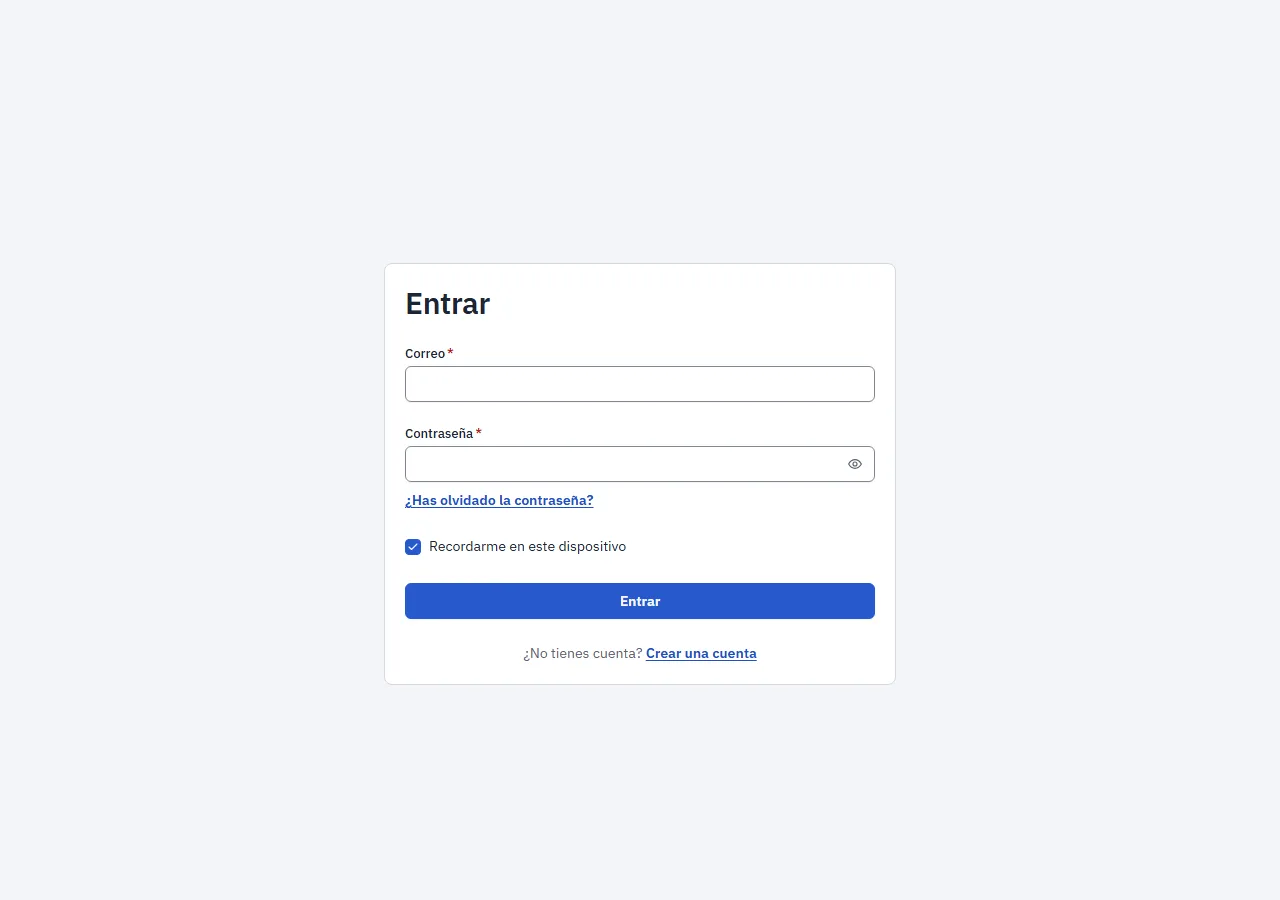 Captura del bloque «Inicio de sesión» en el tema claro